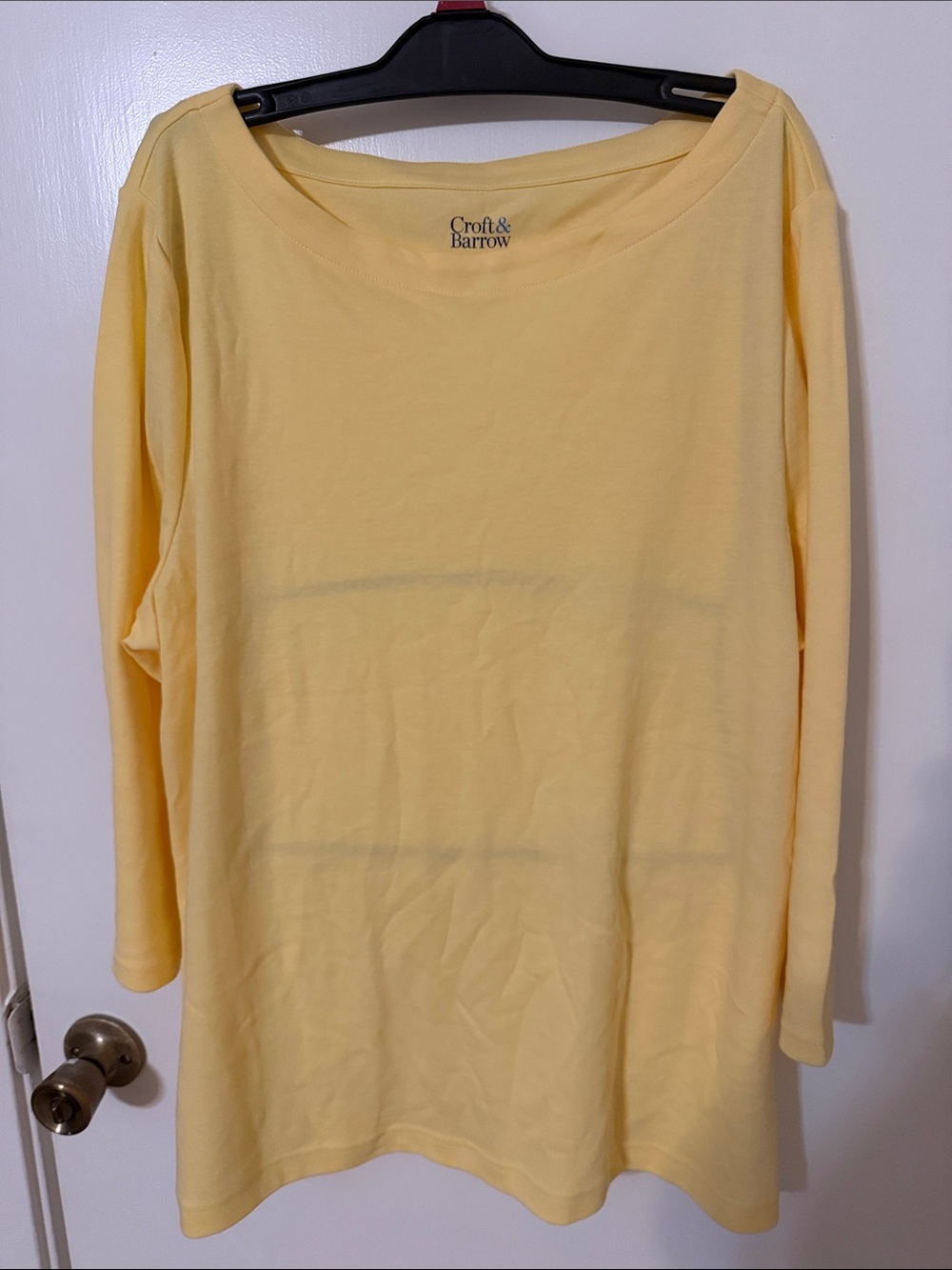 croft & barrow Pale Yellow Long-Sleeve Scoop Neck Tee